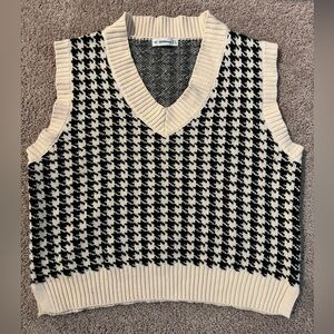 Houndstooth Black and Cream Sweater Vest